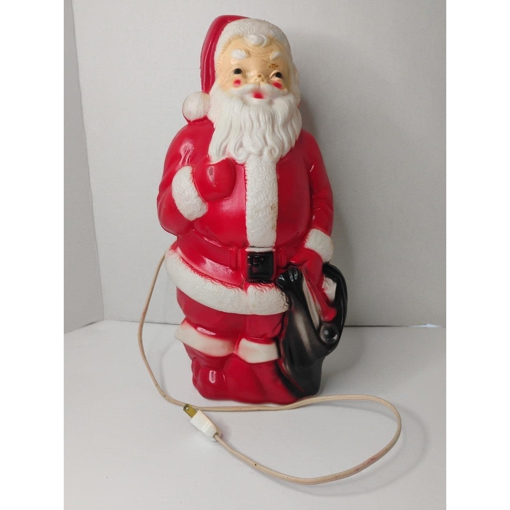 Vintage 1968 Empire Plastic Santa Claus Blow Mold Lighted Christmas Decor 13"